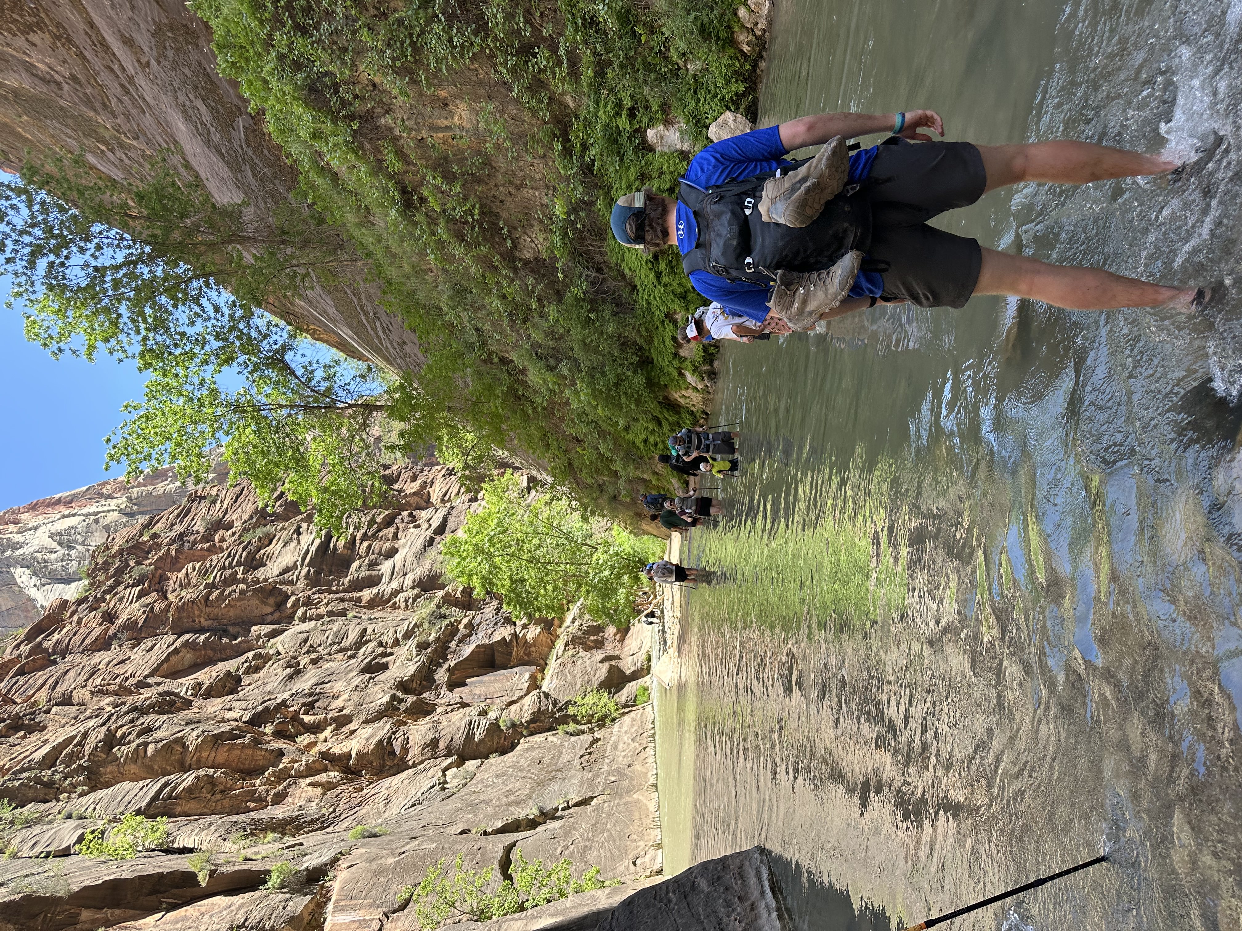 Walking through water at the Narrows, we turned around once the water was above the knees